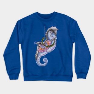 Watercolor Carousel Sea Horse Crewneck Sweatshirt